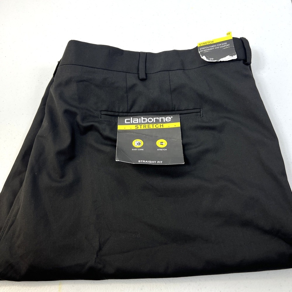 NWT Claiborne Men's Dress Stretch Straight Fit Black Business Pants Size 48